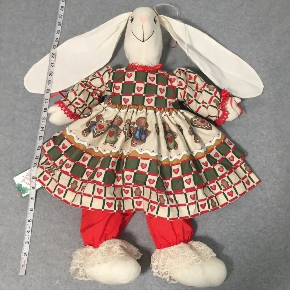 Easter Bunny Rabbit Plush Large Handmade Floppy Dress Cottage Fabric Country - Picture 2 of 11